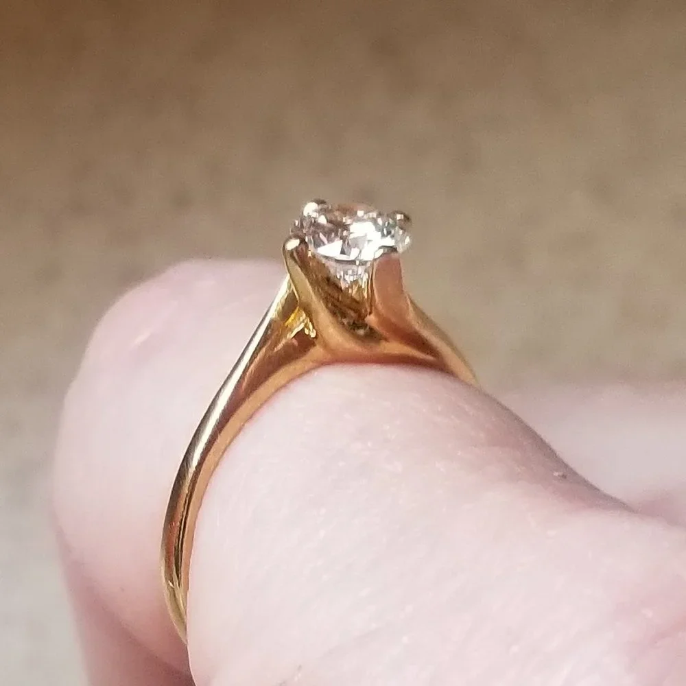 MAYORS BIRKS .49 ROUND DIAMOND SOLITAIRE NSEW 18k WEDDING ENGAGEMENT RING BAND